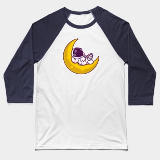 Cute Astronaut Sleeping On The Moon Baseball T-Shirt